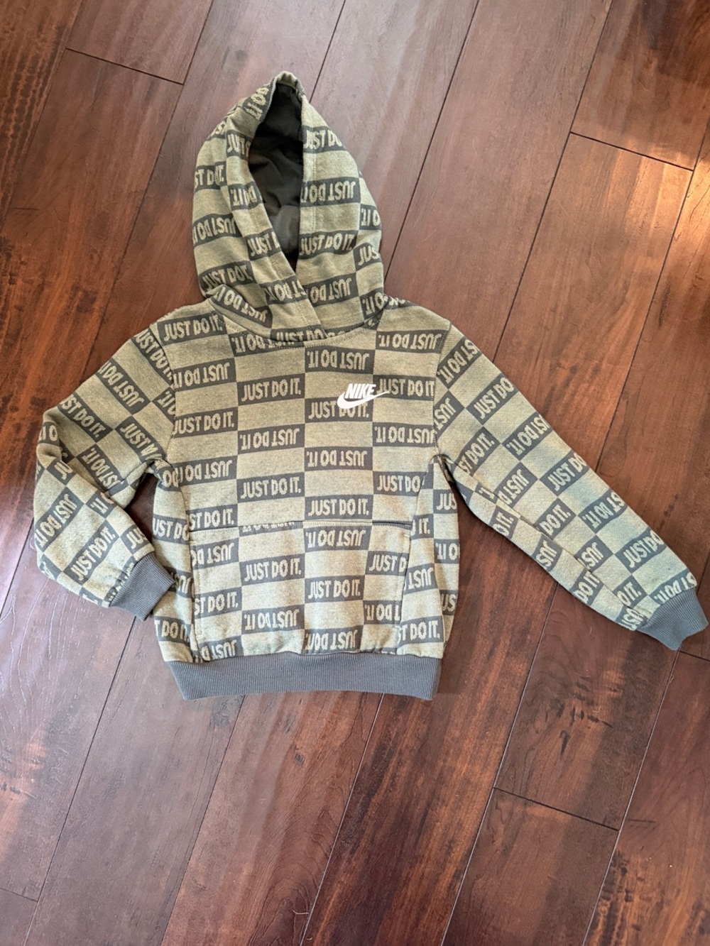 Nike Olive Green 'Just Do It.' Patterned Hooded Sweatshirt